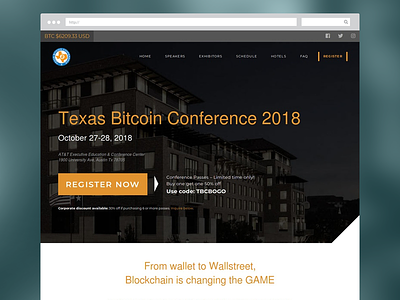 Texas Bitcoin Conference website bitcoin blockchain btc design web website