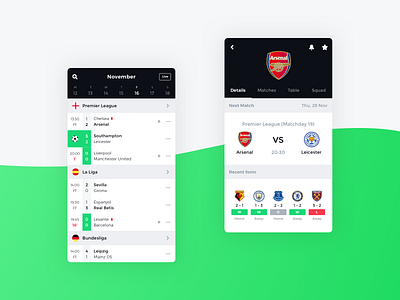 Live Scores App app clean color cosmicode creative design digital football graphics illustration layout mobile product sketch soccer sports studio ui ux vector