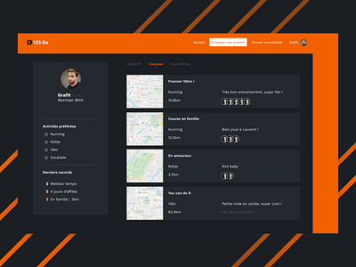 User Profile dailyui sport user interface user profile