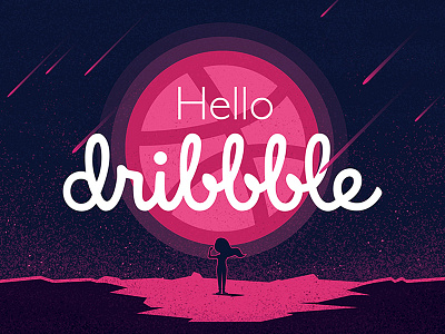 Hello,dribbble! creation debut dribbble first shot hello invitation pink space