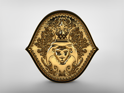 Gold Lion Emblem 3d 3d model illustration logo render