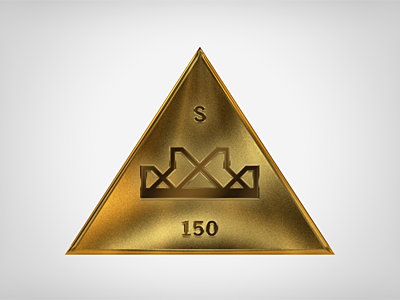 Gold Triangle Button 3d photoshop render typography