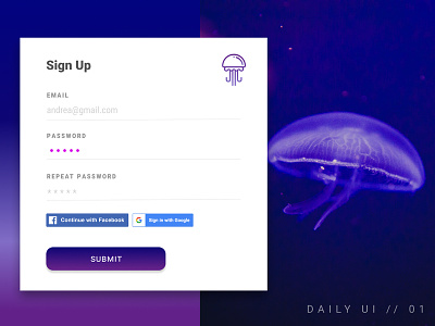Daily UI 01 // Sign Up Interface create account daily ui daily ui 001 dark purple sign up ui web design