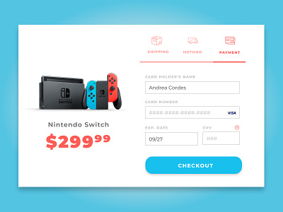 Daily UI 02 // Checkout blue bright checkout checkout process daily ui daily ui 002 montserrat red videogame