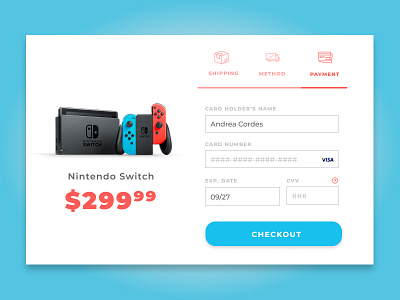Daily UI 02 // Checkout blue bright checkout checkout process daily ui daily ui 002 montserrat red videogame