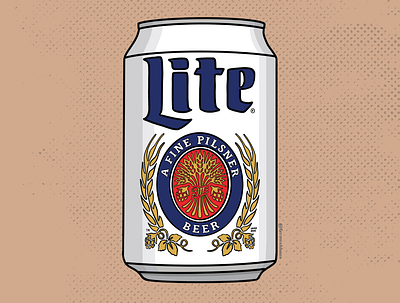 Miller Lite beer beer art beer can design graphic illustration miller miller lite pilsner procreate