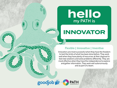 PATH - Innovator Octopus 16 personalities branding design drawing enneagram graphic illustration innovator job match myers briggs octopus path assessment personality test procreate