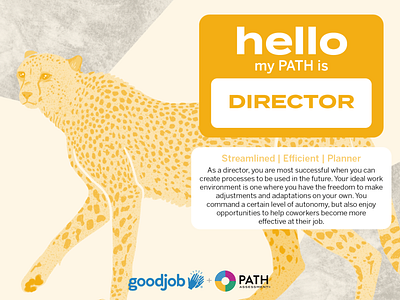 PATH - Director Cheetah 16 personalities branding cheetah cheetah art design enneagram graphic illustration illustrator job match path assessment personality test procreate