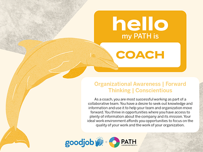 PATH - Coach Dolphin 16 personalities animal branding coach design dolphin enneagram graphic illustration myers briggs path assessment procreate sea creature