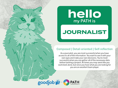PATH - Journalist Cat 16 personalities branding cat design enneagram graphic illustration journalist kitty path assessment personality test procreate thinking