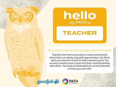 PATH - Teacher Owl 16 personalities branding design enneagram graphic habits illustration owl path assessment personality test procreate teacher