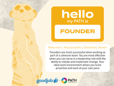 PATH - Founder Meercat 16 personalities branding design enneagram founder good job graphic habits illustration meercat path path assessment personality test procreate