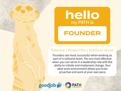 PATH - Founder Meercat 16 personalities branding design enneagram founder good job graphic habits illustration meercat path path assessment personality test procreate