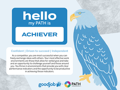 PATH - Achiever Bald Eagle 16 personalities achiever branding design eagle enneagram graphic illustration path assessment personality test procreate purpose