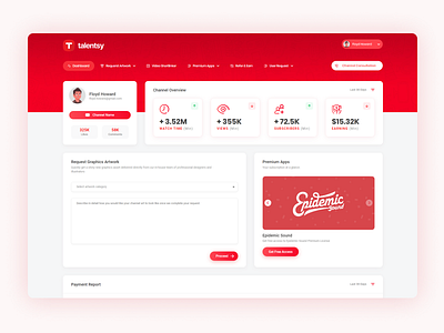 Dashboard Design for Talentsy