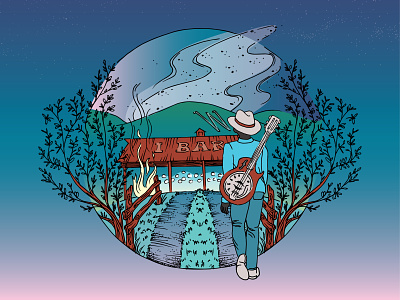 2020 I Bar Ranch Concert Series colorado country music dobrato gunnison illustration milkyway mountains music willows