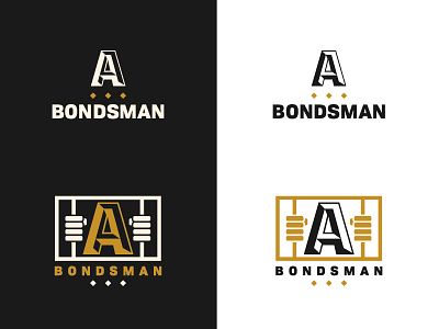 A Bondsman bail bail bonds black and gold bondsman jail jail bars logo design retro retro logo