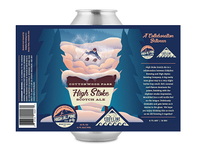 High Stoke beer brewery can colorado label mountain outdoors skiing trees