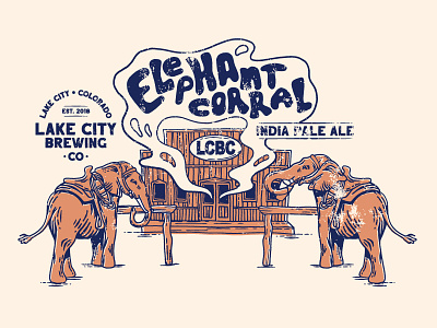 Elephant Corral IPA beer art brewery colorado corral desert elephant hitchingpost illustration ipa lake city saloon western wild west