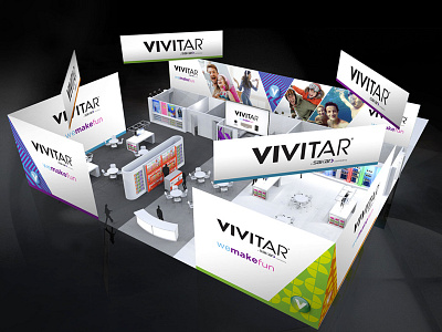 Trade Show Exhibit for Vivitar bold colorful exciting exhibit fun graphic design sign trade show