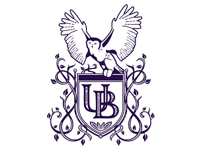 Unruly Blue Logo Artwork branding crest illustration logo owl purple