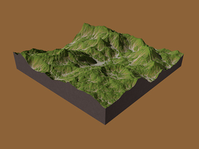 Mountain 3d model 3d render canyon environment ground heightmap hill landscape mountain range river rock sand terrain waterfall