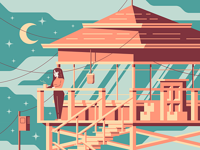 View From Here boxes branding firewatch girl illustration tower watchtower