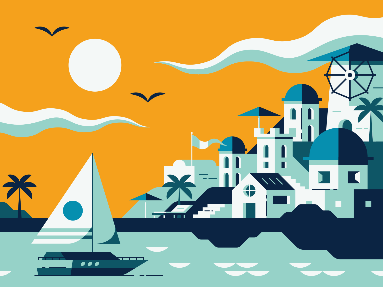 Santorini by Andrew Alimbuyuguen on Dribbble