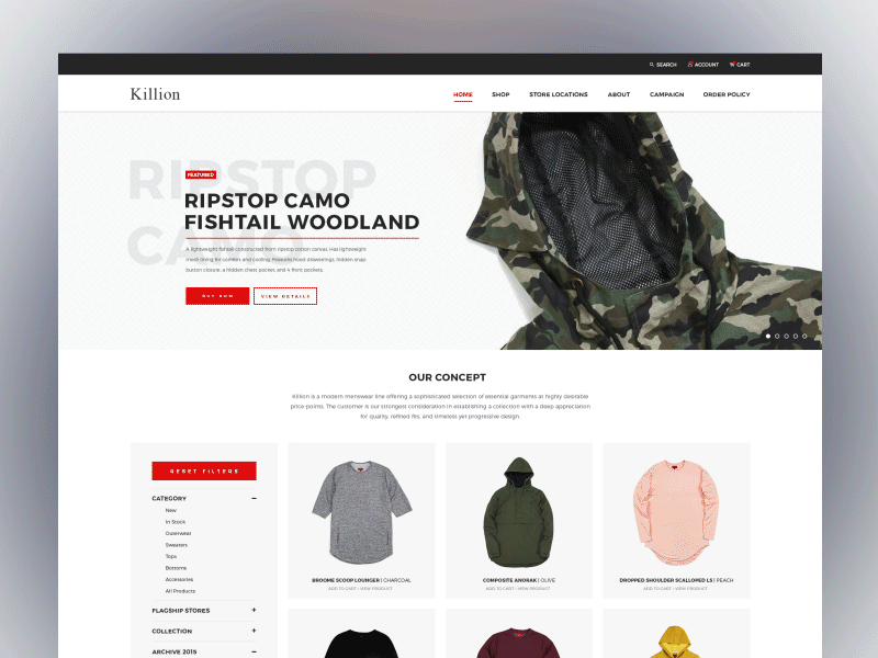 Killion Website Redesign clothing ecommerce supreme website