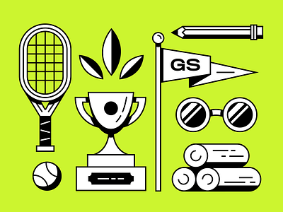 Good Sport ball branding design flag illustration illustrator leaf pencil racket sunglasses tennis trophy typography vector