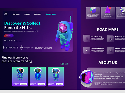 NFT Landing page animation graphic design ui