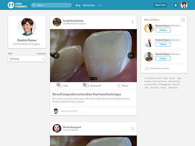 Social Network for Dentists dentists feed medical prototype slider social network ui user ux