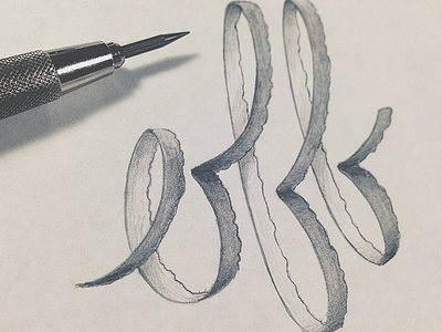 Off 3d illustration lettering pencil ribbon script sketch tear type typography