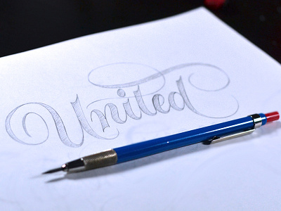 United Sketch lettering pencil script sketch type typography
