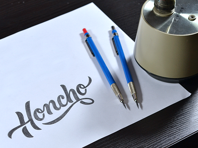 Honcho Final Sketch (For Real) branding honcho lettering logo logotype pencil script sketch type typography