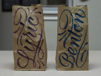 Lunch Bags brown bag brushpen kids lettering scripts type typography
