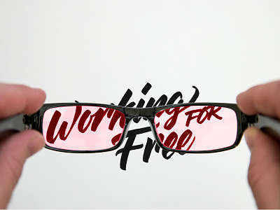 Seeing Through Rose Colored Spec brush pen glasses handling the curve lettering medium photography script writing