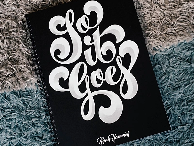 So It Goes Dot Grid Book cartouche cover dotgrid gold lettering script sketchbook vonnegut