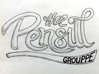 The Pensill Group WIP illustration logo pensill rough draft script sketch type typography wip