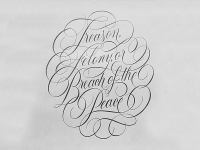 Breach of Peace Sketch cartouche constitution flourishes handlettering lettering pencil sketch swashes