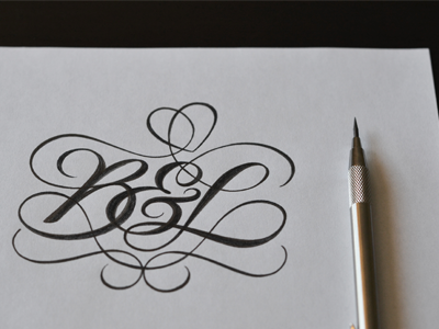 B&L Monogram II lettering monogram pencil personal script sketch tattoo type typography