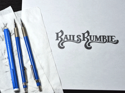 Rails Rumble Logo branding lettering logo logotype luchador rails rumble script sketch type typography vector