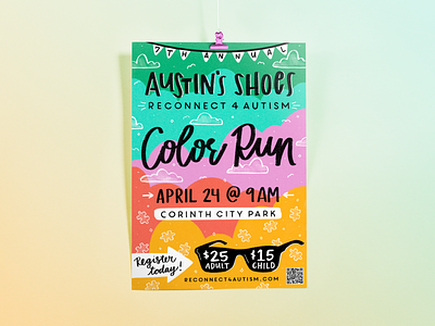 R4A Color Run Poster autism color color run design handlettering illustration illustration art illustration design illustration digital pattern texture type typography