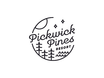 Pickwick brand branding lake lake logo lines logo logo design pine trees pines simple type typography