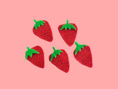 Felt Strawberries berries berry felt green pink strawberries strawberry tasty yummy