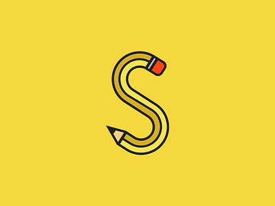 I'll pencil you in. eraser icon letter logo number two pencil pencil s s letter s logo type typography yellow