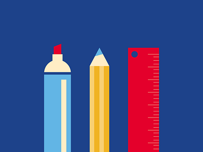 let's draw blue color ilustration marker pen pencil primary red ruler shapes simple shapes yellow