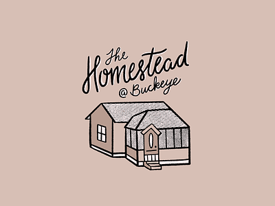 The Homestead @ Buckeye branding door farmhouse handdrawntype home house illustration illustration logo procreate roof script texture textures typography