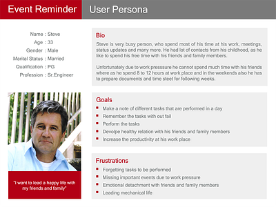 Persona for Event Reminder App persona research target population user user experience user research visual design