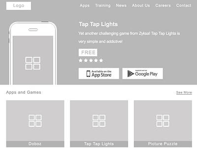 Wireframes of Homepage(Zyksa Project)